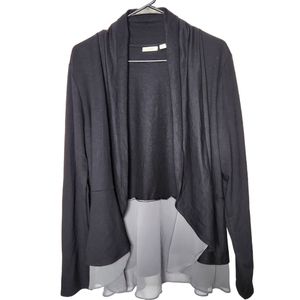 Logo Lori Goldstein Lounge Two Tone Cardigan Sweater Gray Black Knit Size Large